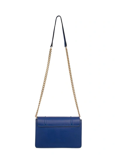 Shop Visone Elettric Blue Lizzy Medium Leather Shoulder Bag
