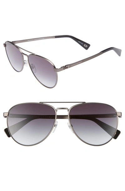 Shop Marc Jacobs 59mm Mirrored Aviator Sunglasses In Semi Matte Dark Ruthenium