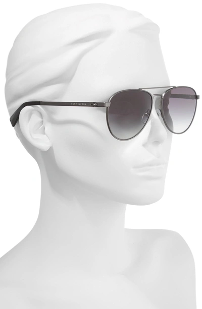 Shop Marc Jacobs 59mm Mirrored Aviator Sunglasses In Semi Matte Dark Ruthenium