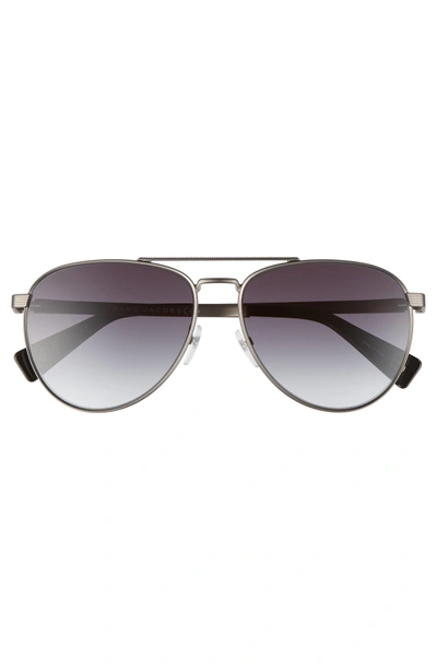 Shop Marc Jacobs 59mm Mirrored Aviator Sunglasses In Semi Matte Dark Ruthenium