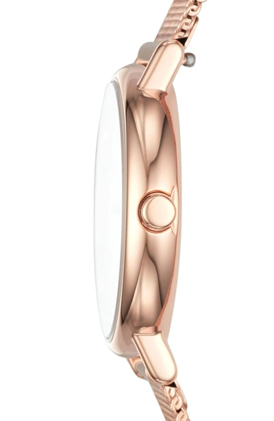 Shop Skagen Signatur Slim Mesh Strap Watch, 30mm In Rose Gold/ White/ Rose Gold