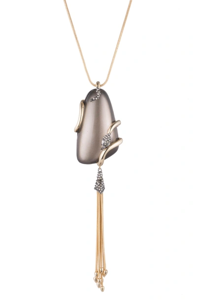 Shop Alexis Bittar Crystal Accent Lucite Pendant Necklace In Gold