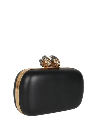 Shop Alexander Mcqueen Skeleton Queen & King Clutch In Nero