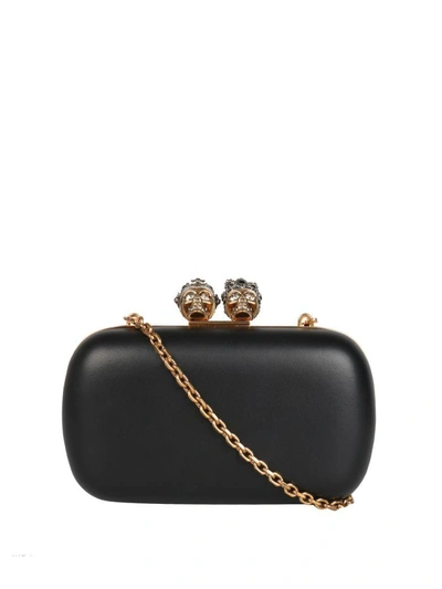 Shop Alexander Mcqueen Skeleton Queen & King Clutch In Nero