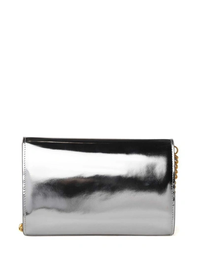 Shop Giuseppe Zanotti Cleopatra Logo Patent-leather Pouch In Argento