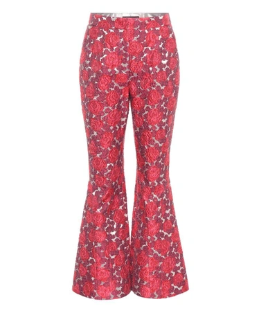 Shop Dolce & Gabbana Jacquard Flared Trousers In Multicoloured
