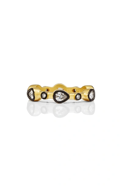 Shop Freida Rothman Radiance Stacking Ring In Black/ Gold