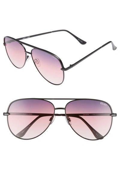 Shop Quay X Desi Perkins Sahara 60mm Aviator Sunglasses - Black/ Purple/ Fade