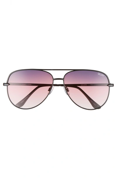 Shop Quay X Desi Perkins Sahara 60mm Aviator Sunglasses - Black/ Purple/ Fade