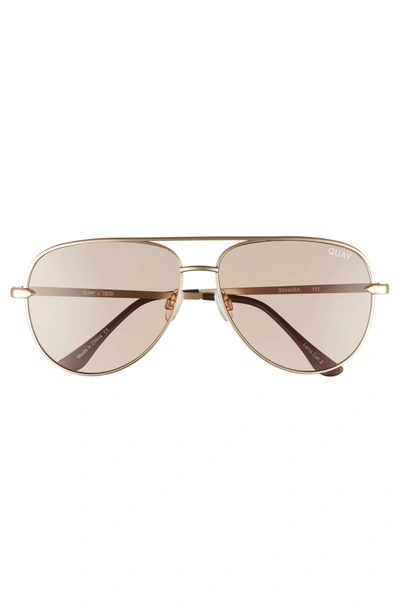 Shop Quay X Desi Perkins Sahara 60mm Aviator Sunglasses - Gold/ Taupe