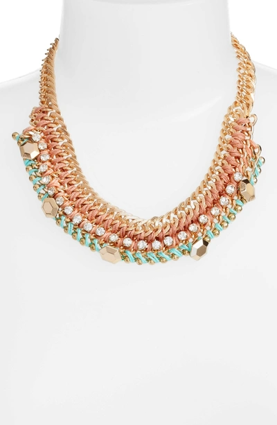 Shop Adia Kibur Braided Chain Necklace In Pink/ Mint