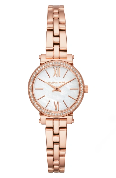 Shop Michael Kors Sofie Bracelet Watch, 26mm In Rose Gold/ Mop/ Rose Gold