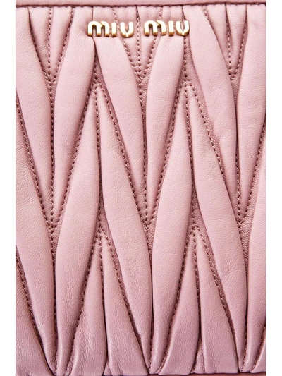 Shop Miu Miu Club Quilted Leather Clutch In Rose