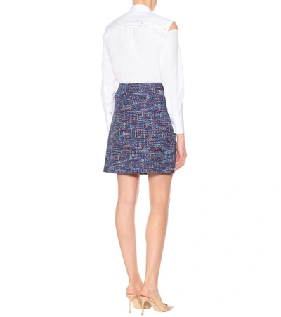 Shop Etro Cotton-blend Tweed Miniskirt In Blue