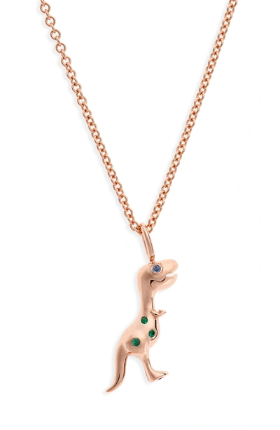 Shop Daniela Villegas X Jurassic Park 25th Anniversary Baby T-rex Sapphire & Emerald Pendant Necklace (nordstrom Exclusive In Pink Gold