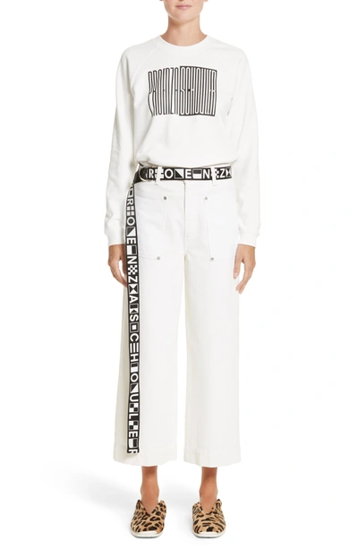 Shop Proenza Schouler Pswl Print Web Belt In Optic White/ Black