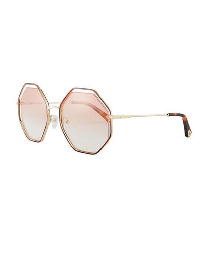 Shop Chloé Poppy Geometric Sunglasses In Peach