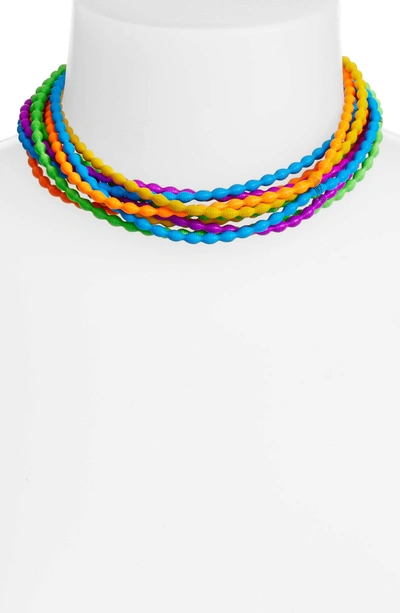 Shop Adia Kibur Rice Set Of 10 Necklaces In Neon