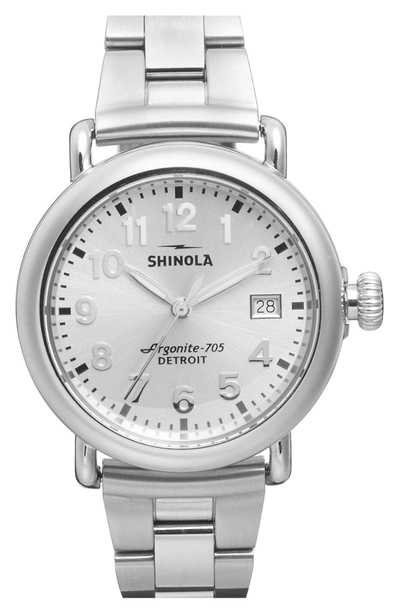 Shop Shinola 'the Runwell' Bracelet Watch, 36mm In Silver/ Silver