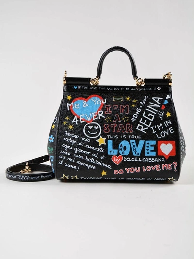 Shop Dolce & Gabbana St. Dauphine Handbag In Hnpmurales Fdo.nero