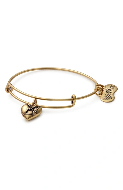 Shop Alex And Ani Cupid's Heart Expandable Charm Bracelet In Gold