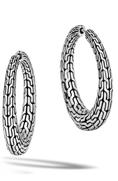 Shop John Hardy Classic Chain Small Hinge Hoop Earrings In Silver