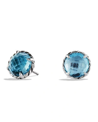 Shop David Yurman Petite Chatelaine Stone Earrings In Blue Topaz