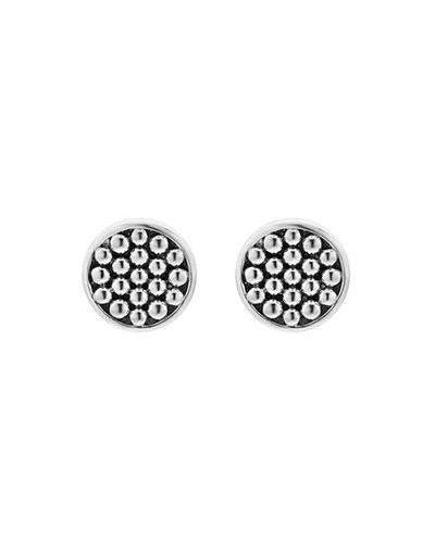 Shop Lagos 13mm Caviar Button Earrings In Silver