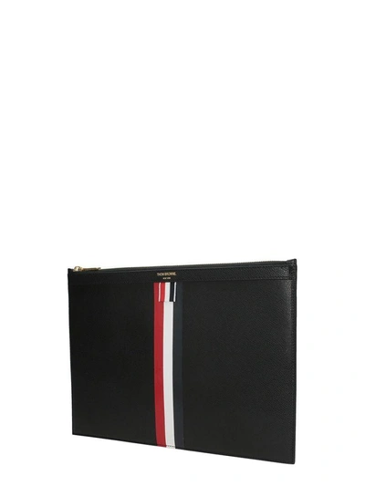 Shop Thom Browne Zipper Stripe Folio Pochette In Black