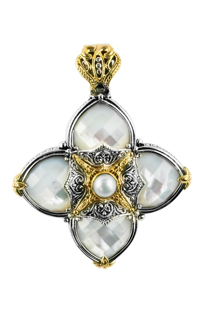 Shop Konstantino Cross Pendant In Silver/ Gold/ Mother Of Pearl