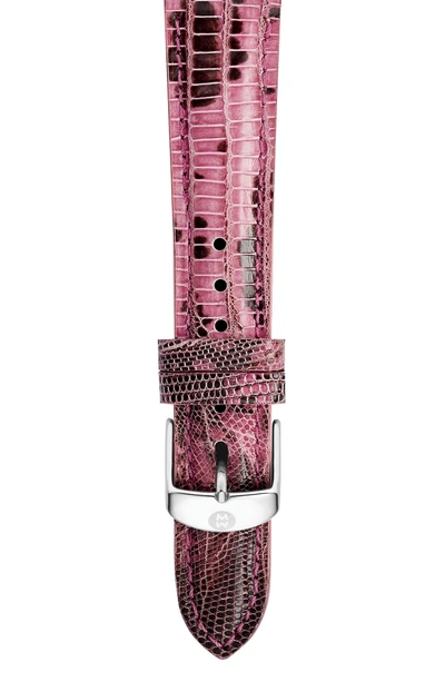 Shop Michele 18mm Leather Watch Strap In Medium Pink