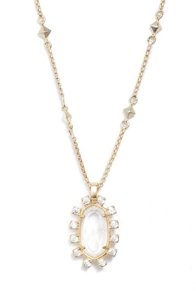 Shop Kendra Scott Convertible Pendant Necklace In Clear/ Gold