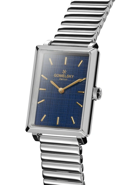 Shop Gomelsky The Shirley Fromer Bracelet Watch, 32mm X 25mm In Silver/ Blue/ Silver