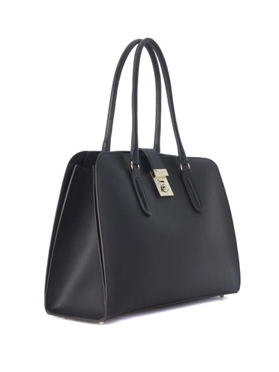 Shop Furla Milano Black Leather Shoulder Bag In Nero