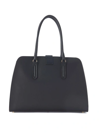 Shop Furla Milano Black Leather Shoulder Bag In Nero