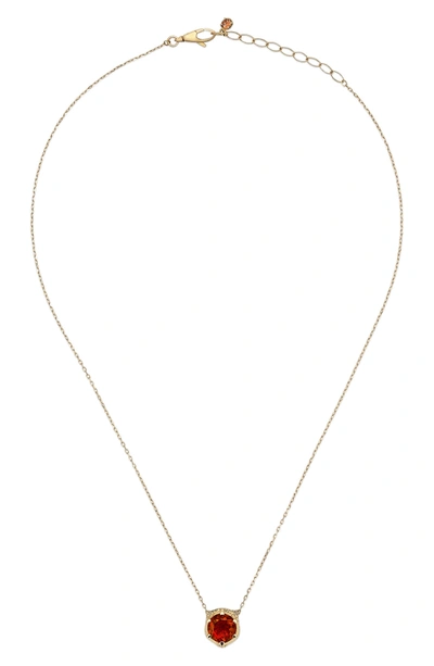 Shop Gucci Le Marche Feline Head Pendant Necklace In Yellow Gold/ Red