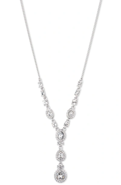 Shop Givenchy Crystal Y-necklace In Silver