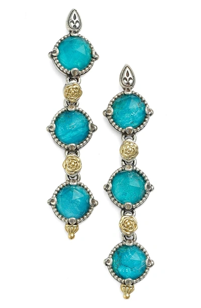 Shop Konstantino 'iliada' Triple Drop Earrings In Blue/ Green