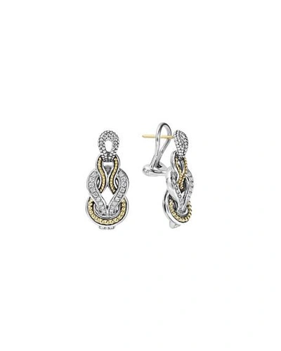 Shop Lagos Newport Elongated 18k Gold Diamond Rope Earrings In Silver