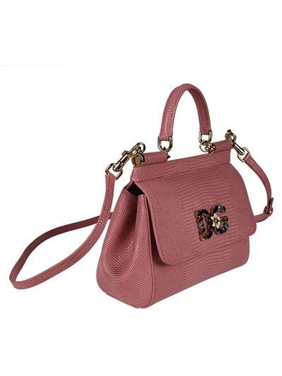 Shop Dolce & Gabbana Jeweled Sicily Tote In Pink