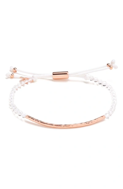 Shop Gorjana Power Gemstone Beaded Bracelet In Crystal Quartz/ Rose Gold