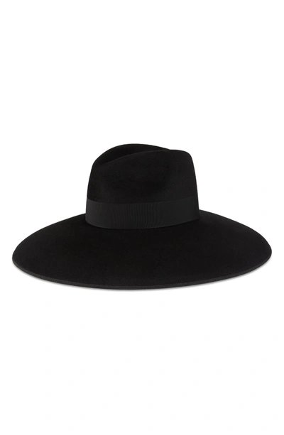 Shop Gucci Fur Felt Wide Brim Hat - Black In Black/ Black
