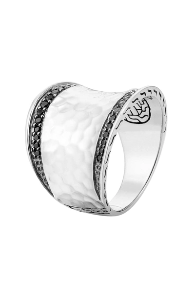 Shop John Hardy 'classic Chain' Small Saddle Ring In Silver/ Black Sapphirednu