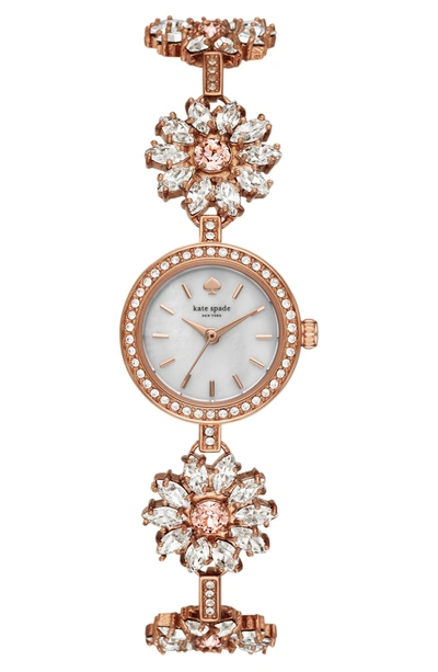 Shop Kate Spade Daisy Chain Crystal Watch, 20mm In Rose Gold/ Mop/ Rose Gold