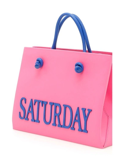 Shop Alberta Ferretti Leather Saturday Shopping Bag In Pink (pink)