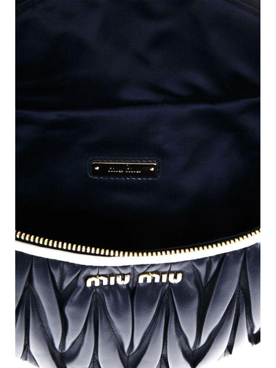 Shop Miu Miu Sky & Blu Quilted Leather Belt Bag In Sky/blu