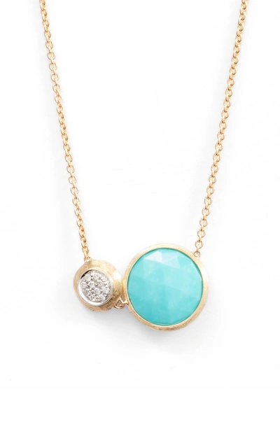 Shop Marco Bicego Jaipur Turquoise & Diamond Pendant Necklace In Yellow Gold/ Turquoise