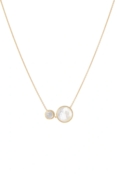 Shop Marco Bicego Jaipur Turquoise & Diamond Pendant Necklace In Yellow Gold/ Mother Of Pearl