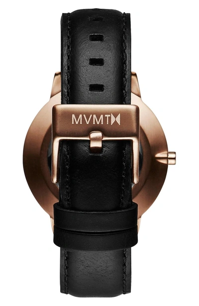 Shop Mvmt Boulevard Leather Strap Watch, 38mm In Black/ Rose Gold