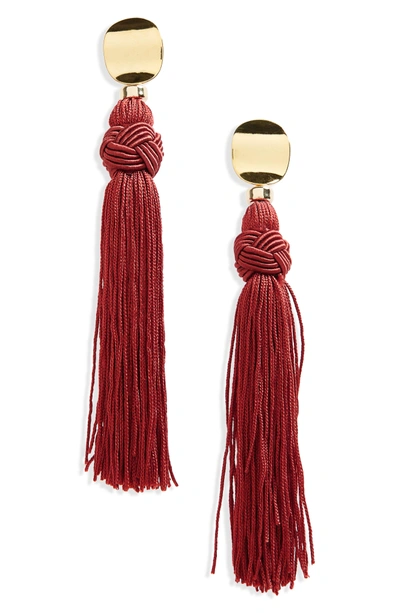 Shop Lizzie Fortunato Sienna Luxe Tassel Drop Earrings In Burgundy